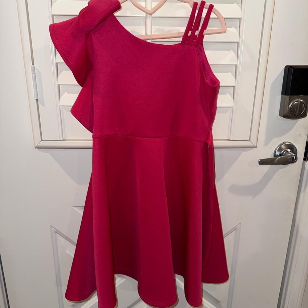 Bonnie Jean Fuchsia Asymmetrical Kids Dress